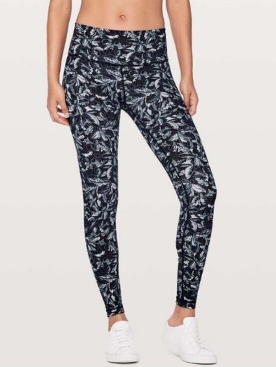 lululemon athletica Pants - Lululemon Wunder Under Embellished Multi Legging High Rise Leaf Print Tight